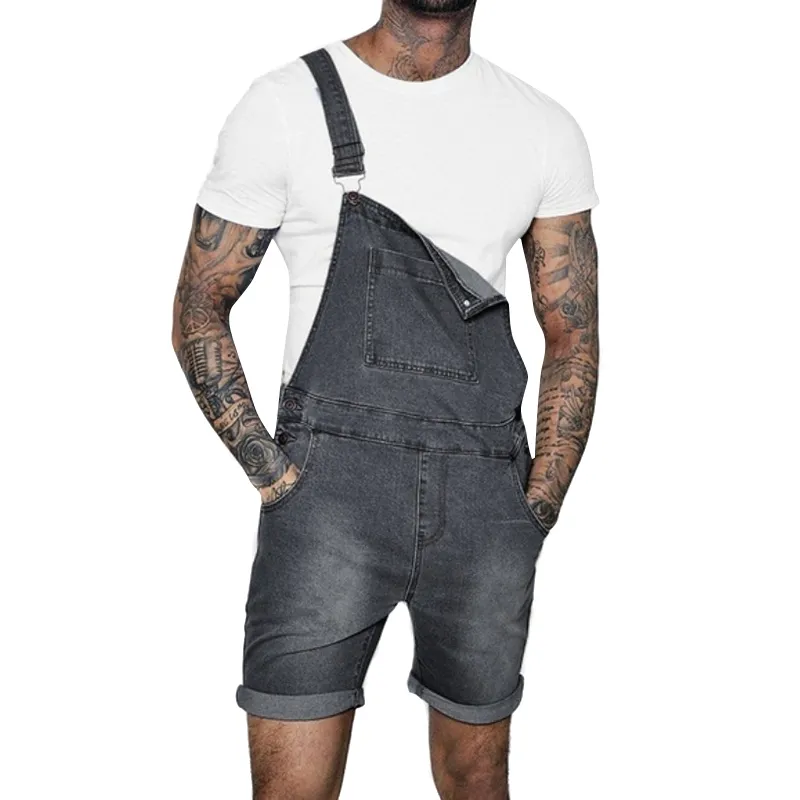 Neueste Männer Denim Bib Arbeitskleidung Mode Denim Overall mit Tasche Overall Strampler 210320