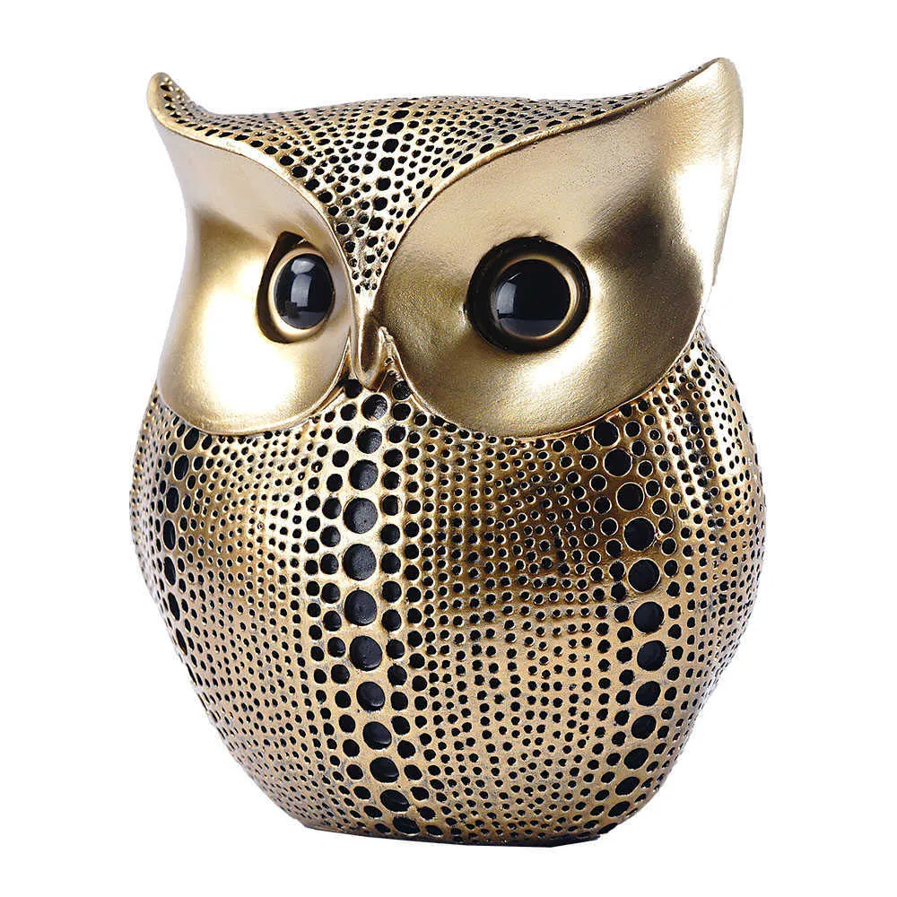 Statyer för dekoration Owl Golden Black White Harts Living Room Sculptures Små ornament Figurer Interiör 2110258206860