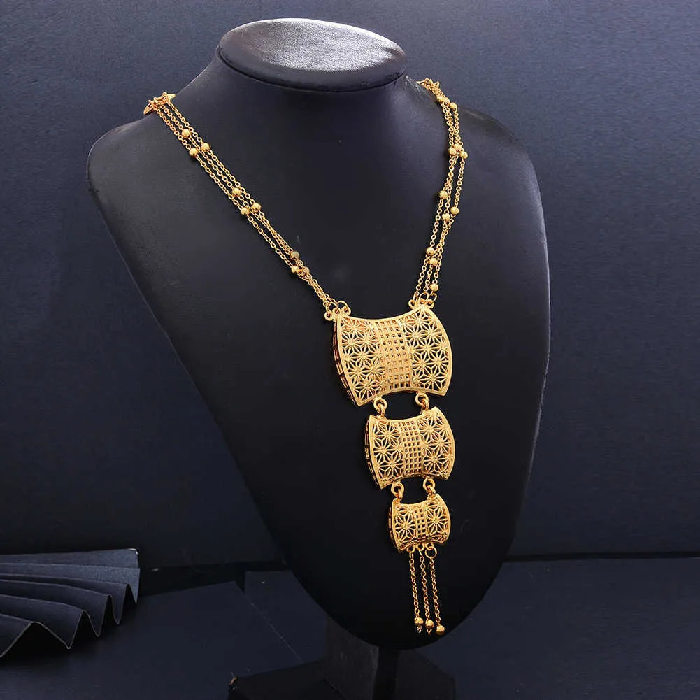 24k Dubai Gold Colory Jewelry Set le donne African Bridal Regali da sposa Regali Partito Set di collana Set gioielli H1022