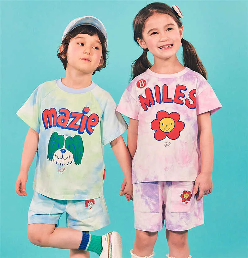 夏のTシャツの韓国のデザインブランドのためのブランドのブランドのブランドの服ティーパンツ漫画パターン210619