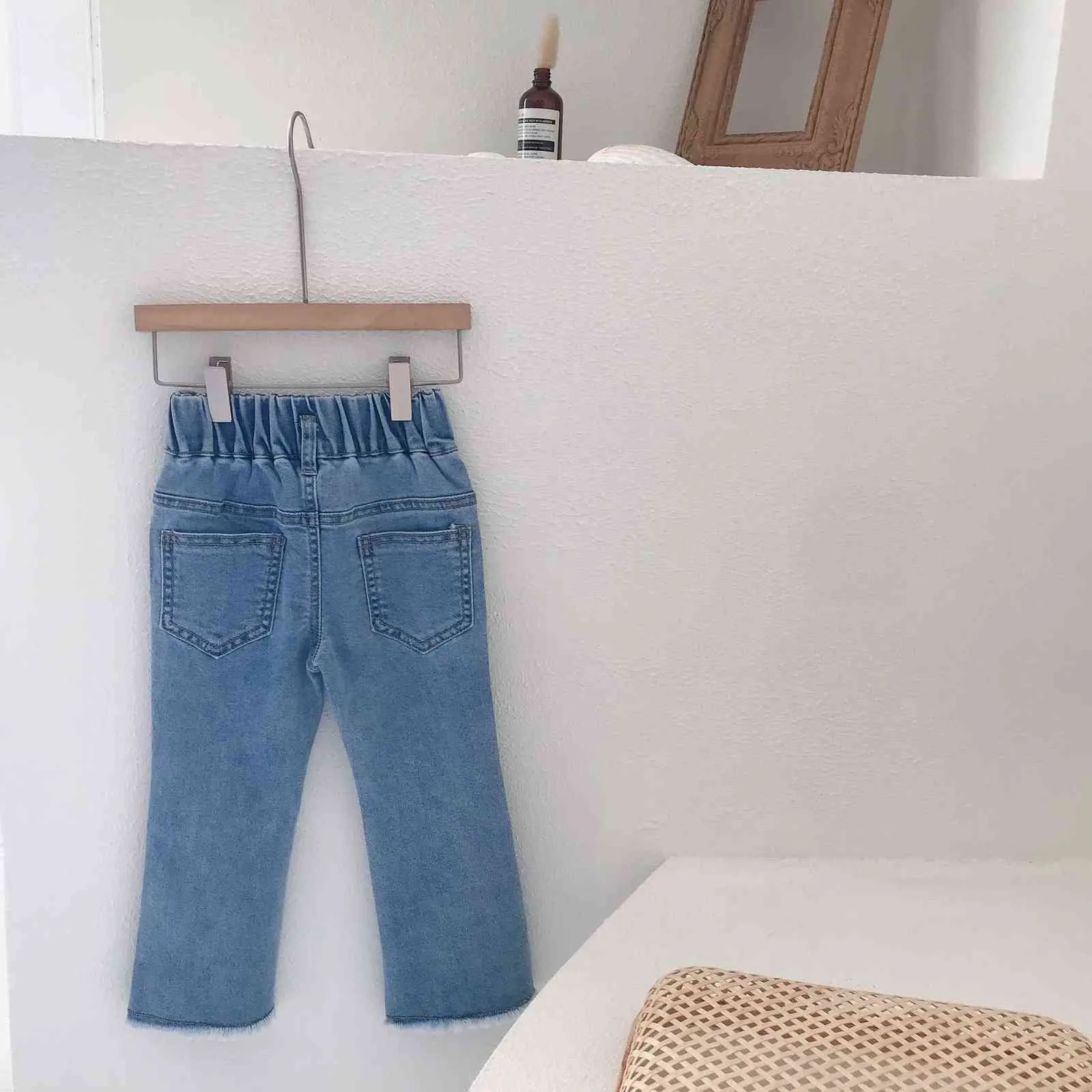 Otoño Llegada Niñas Moda Denim Jeans Niños Pantalones de diseño coreano 211102