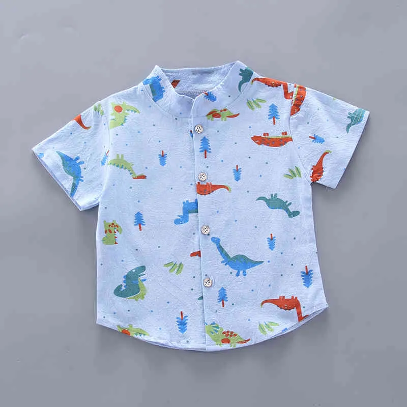 Été enfants garçons vêtements garçon dinosaure imprimé chemise hauts Denim Shorts nouveau-né bébé enfant en bas âge garçon tenues 1 2 3 4 ans 2103221998074