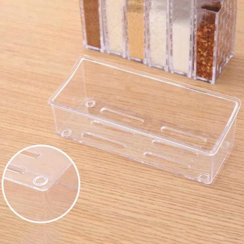 6 teile/satz Küche Glas Gewürz Rack Gewürz Lagerung Flasche Gläser Transparent PP Salz Pfeffer Kreuzkümmel Pulver Box Werkzeug