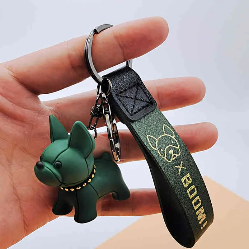 Sevimli Köpek Anahtarlık Çantası Kolye Reçine Mücadele Fransız Bulldog Anahtarlık Kadınlar Için Renkli Araba Anime Anahtar Zincirleri Biblo Takı Hediye G220302