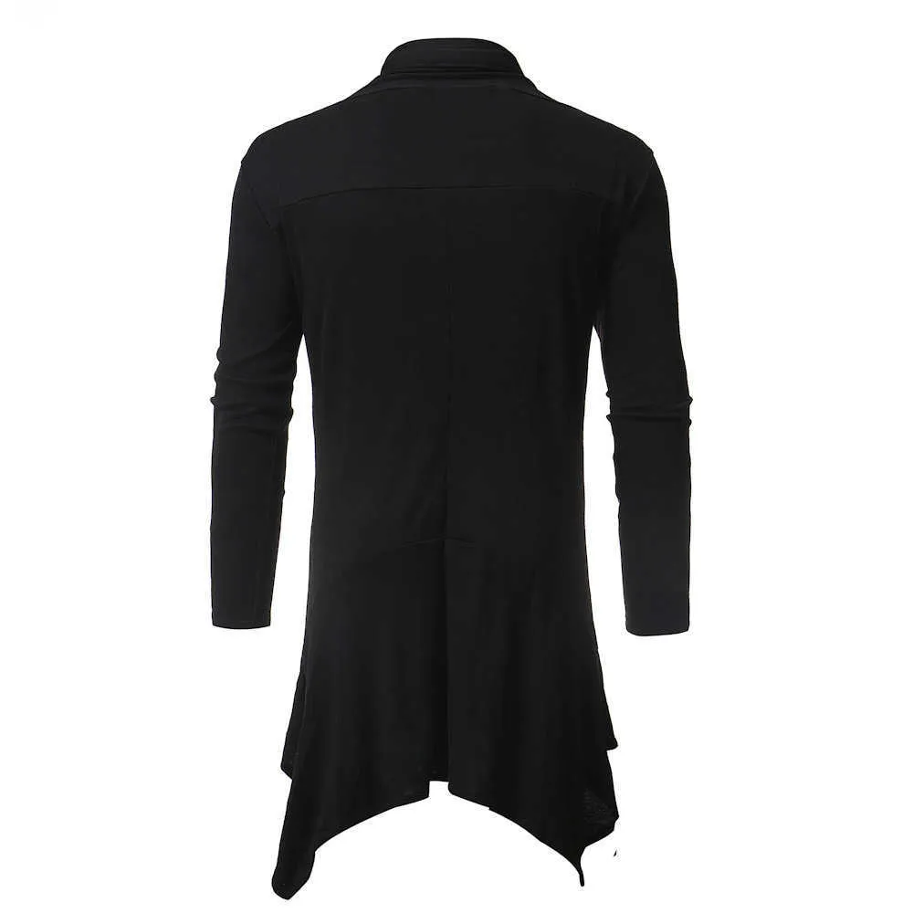 Cárdigan de algodón para hombre otoño primavera cálido sólido espacioso moda regular calidad perfecta suéteres largos de punto chaquetas casuales Y0907