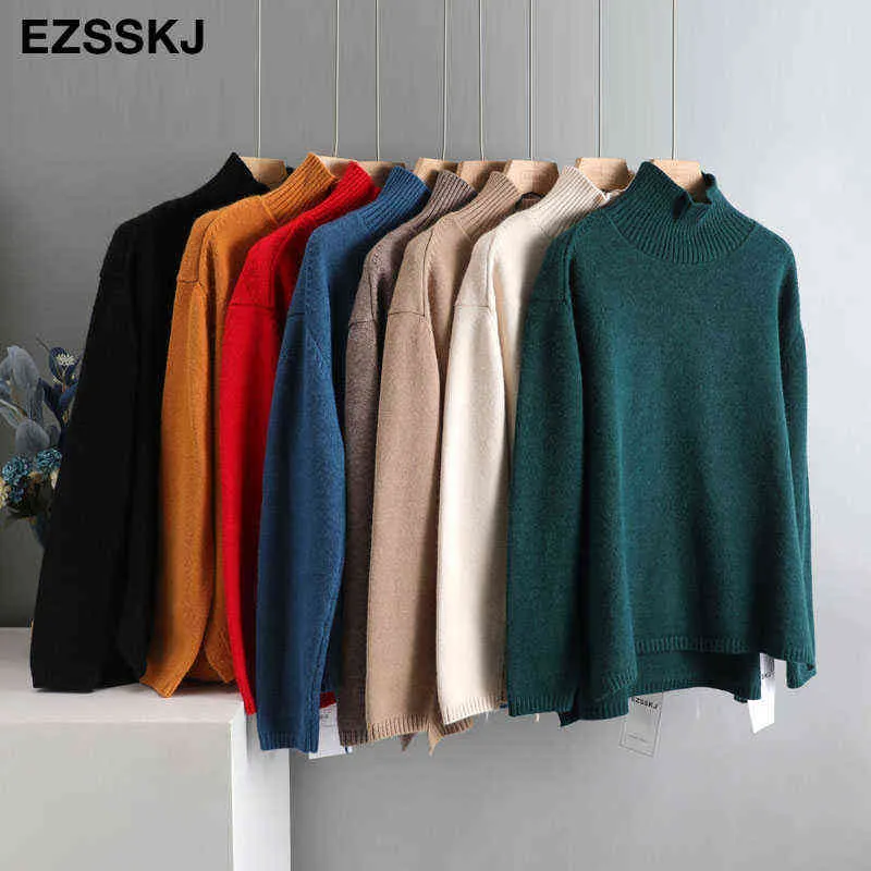 Autumn Winter basic oversize thick Sweater pullovers Women loose cashmere turtleneck Sweater Pullover female Long Sleeve 211103