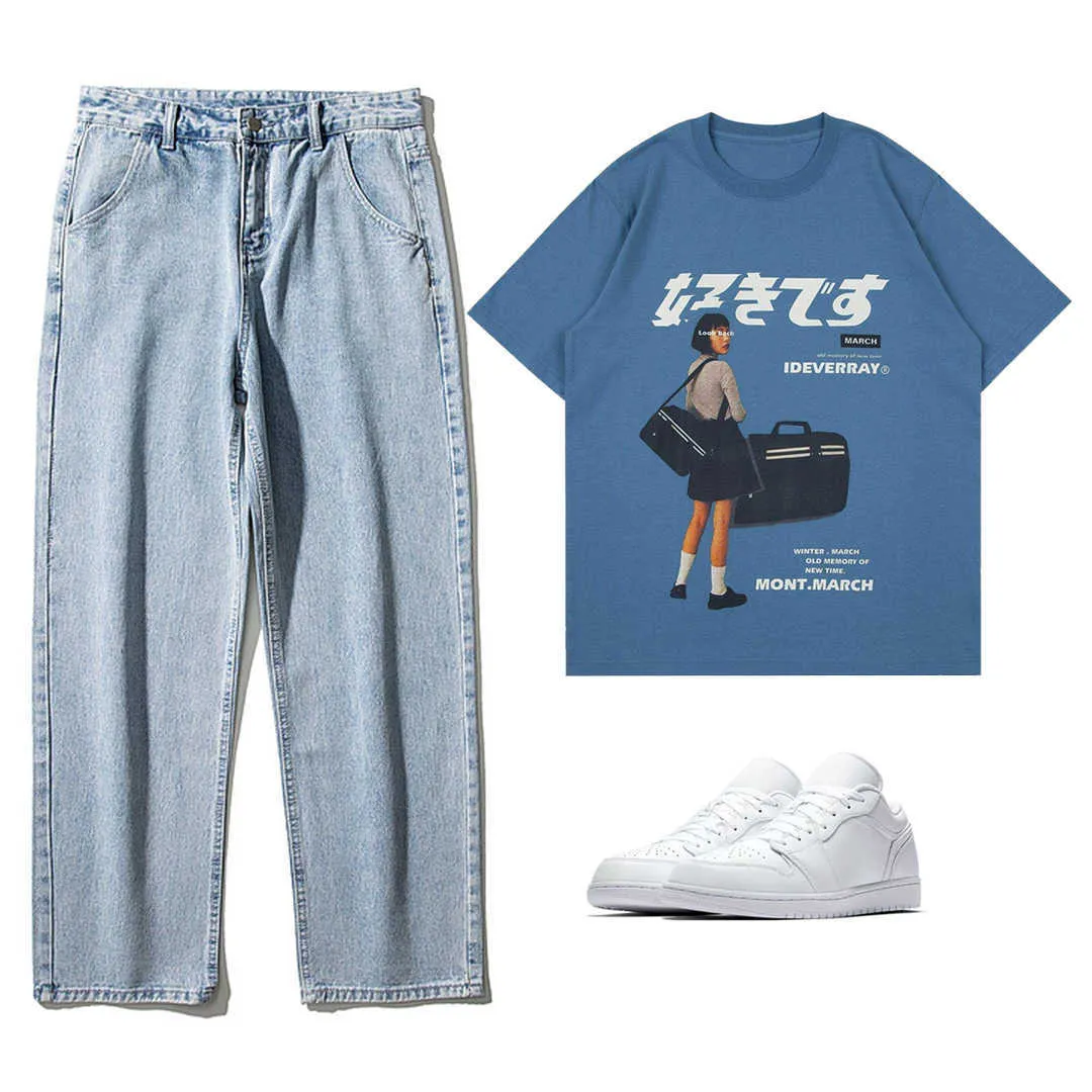 Fille japonais Kanji imprimer Harajuku t-shirt hommes Hip Hop Streetwear chemises été coton lâche à manches courtes ops unisexe 210629