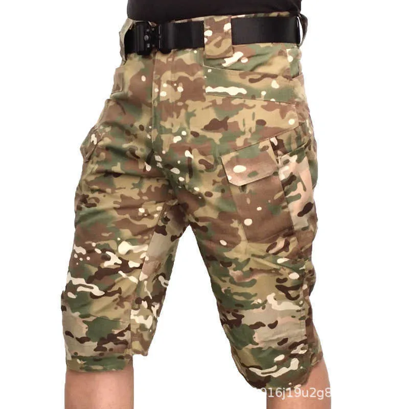 Yaz Erkekler Şort Açık Taktik Kısa Pantolon Askeri Erkek Giyim Kargo Pantolon 2021 Tulum Çok Cep Erkek Şort X0705