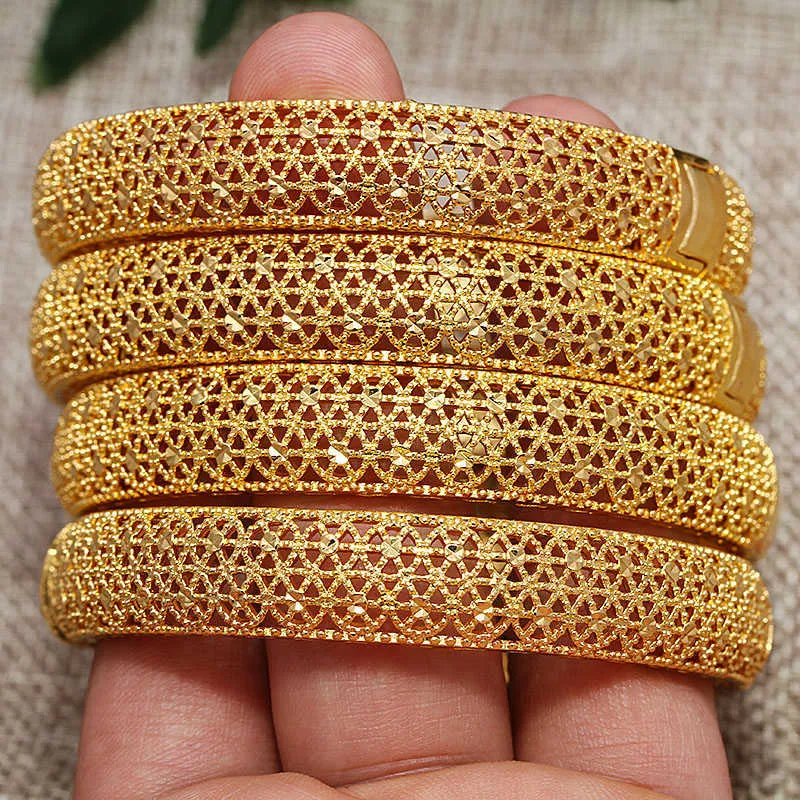 Free Choice Gold Color Wedding Bangles for Women Bride Can Open Bracelets Indian/ethiopian/france/african/dubai Jewelry Gifts Q0719