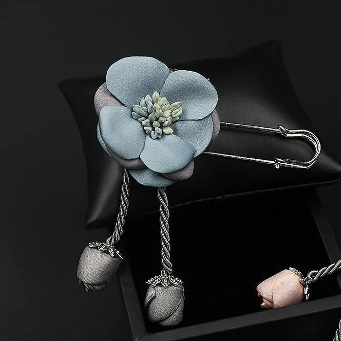 Broches, broches de luxe mignon rose bleu tissu fleur broche broches badges bijoux de mariage accessoires corsage femmes petite amie saint valentin