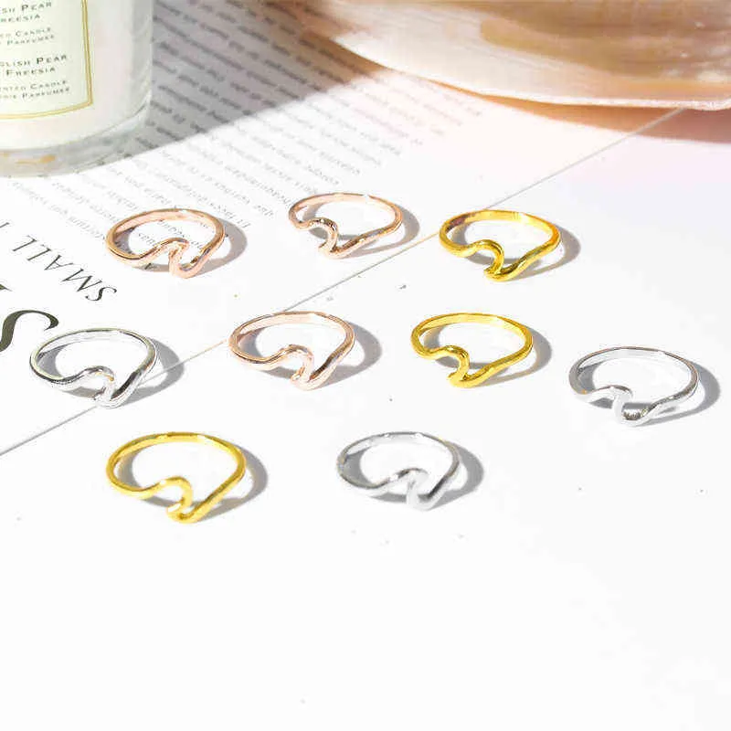 Мода геометрическое кольцо личности простое волновое кольцо женское волна руку ювелирные изделия творческие новые аксессуары G1125