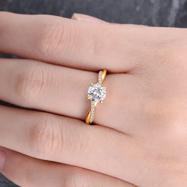 Anello in oro 14k con diamante delicato Infinity Solitaire Moissanite Half Eternity Fedi nuziali donna size5112961300