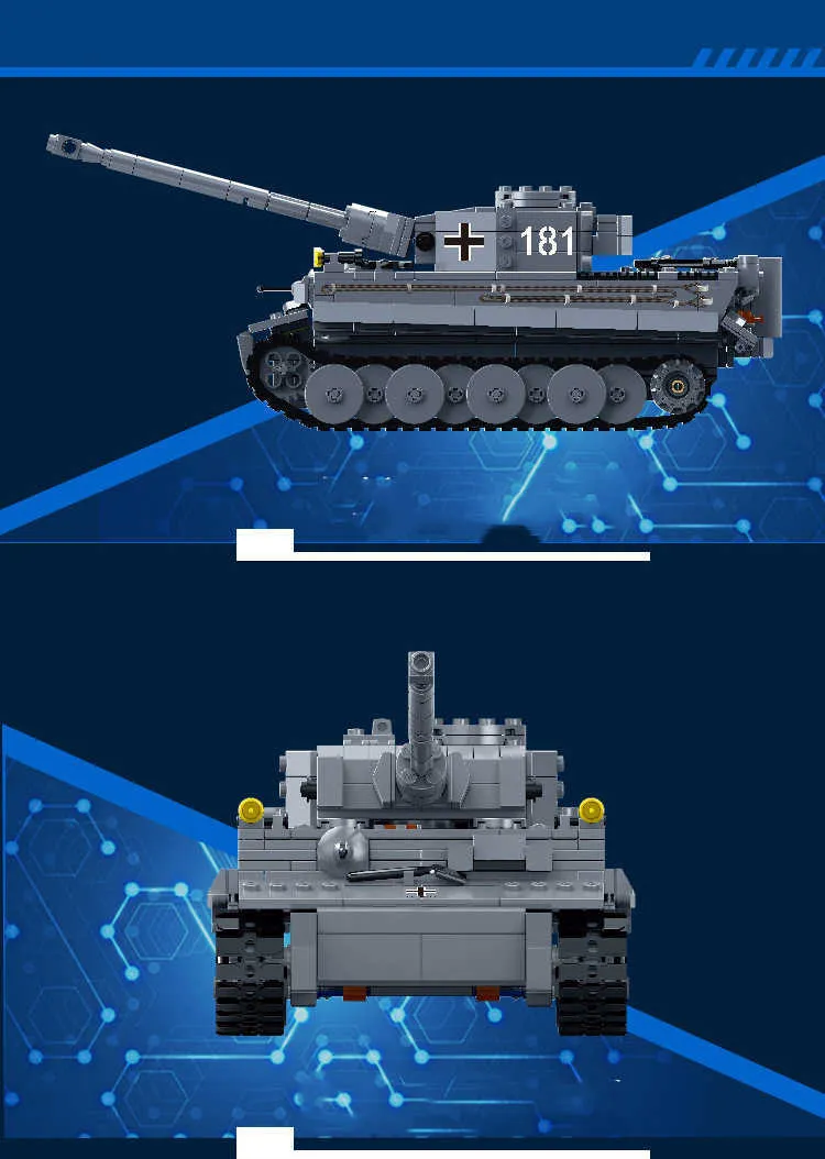 GUDI 6104 Militaire Serie Collectie Model Duitsland Tiger I Tank Gemonteerd Bouwsteen Speelgoed Voor Kinderen H0824