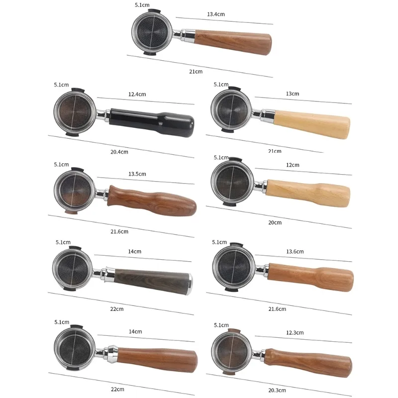 Porte-filtre de machine à café en alliage de 51mm Porte-filtre sans fond en bois/plastique Dropshipping 210326