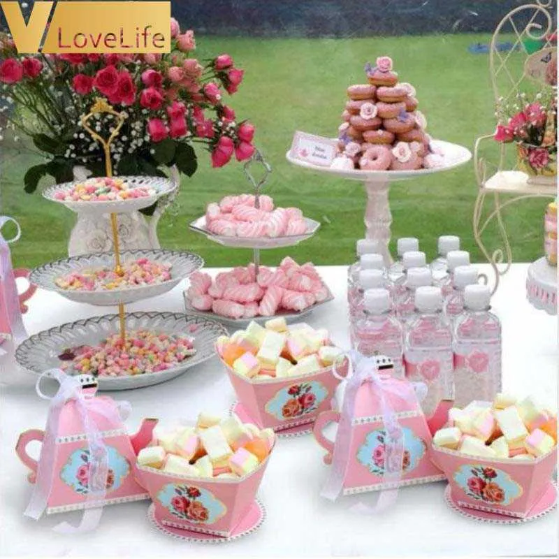 Gift Wrap Tea Party Decorations Tea Cup Teapot Wedding Favor Candy Box Baby Shower Decoration Birthday Party Supplies 211014