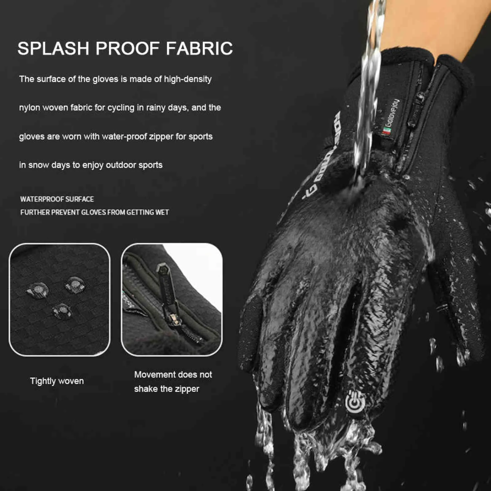 Waterproof Cold-proof Ski Heated Gloves Cycling Fluff Warm For Touchscreen Cold Weather Windproof Anti Slip 211124