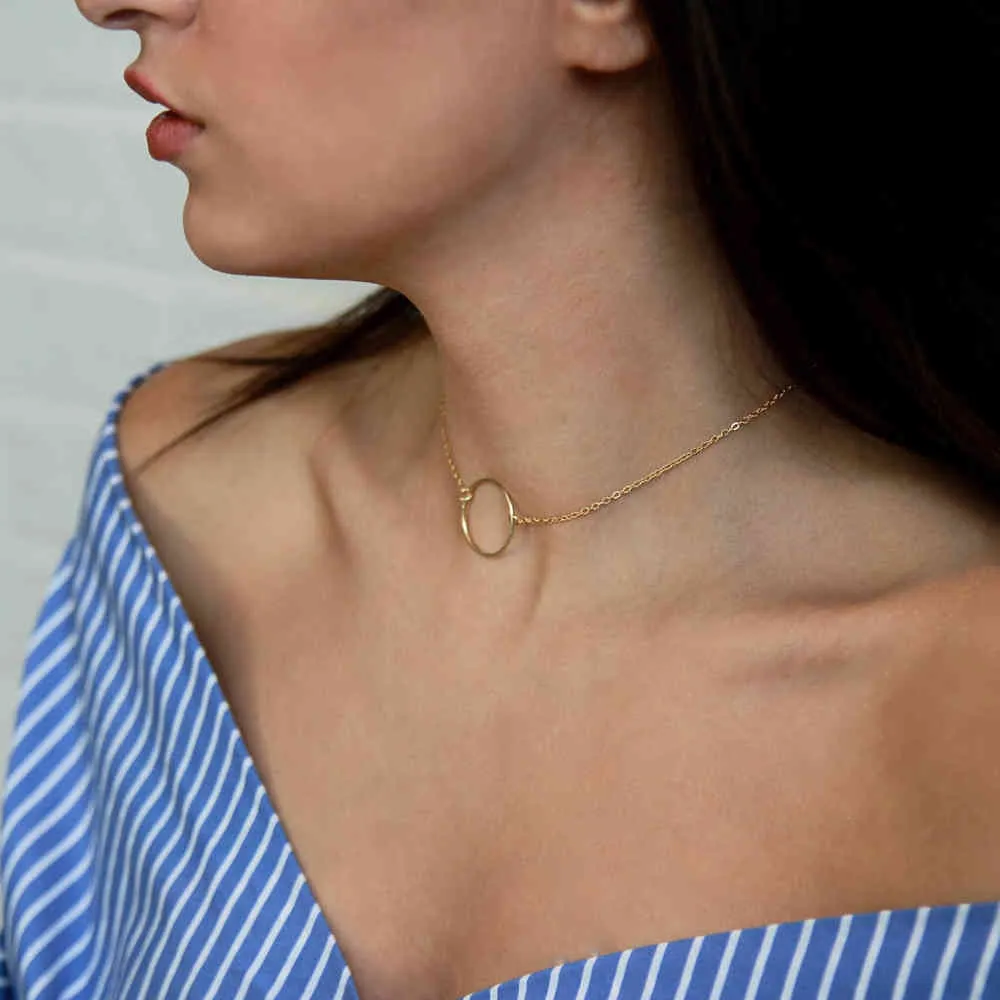 Sumeng New Arrival 2021 Moda Koło Łańcuch Naszyjnik Collares Okrągłe Naszyjniki Złoty Kolor Dla Kobiet Biżuteria Choker Prezent