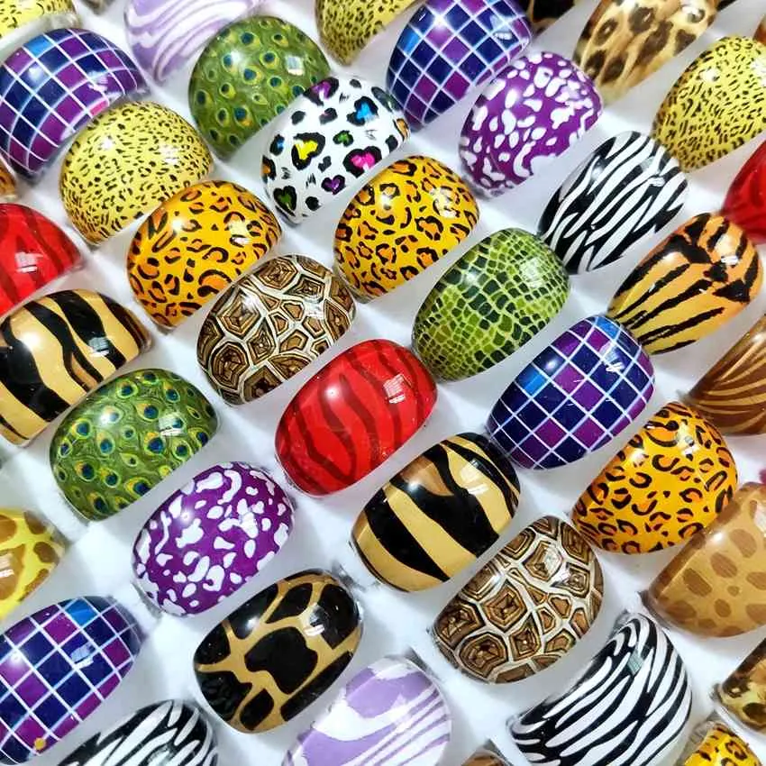 mix mix mix leopard leopard skin colorful collful girls resin ring ring glost party gift 14mm wide guide jewelry8310977