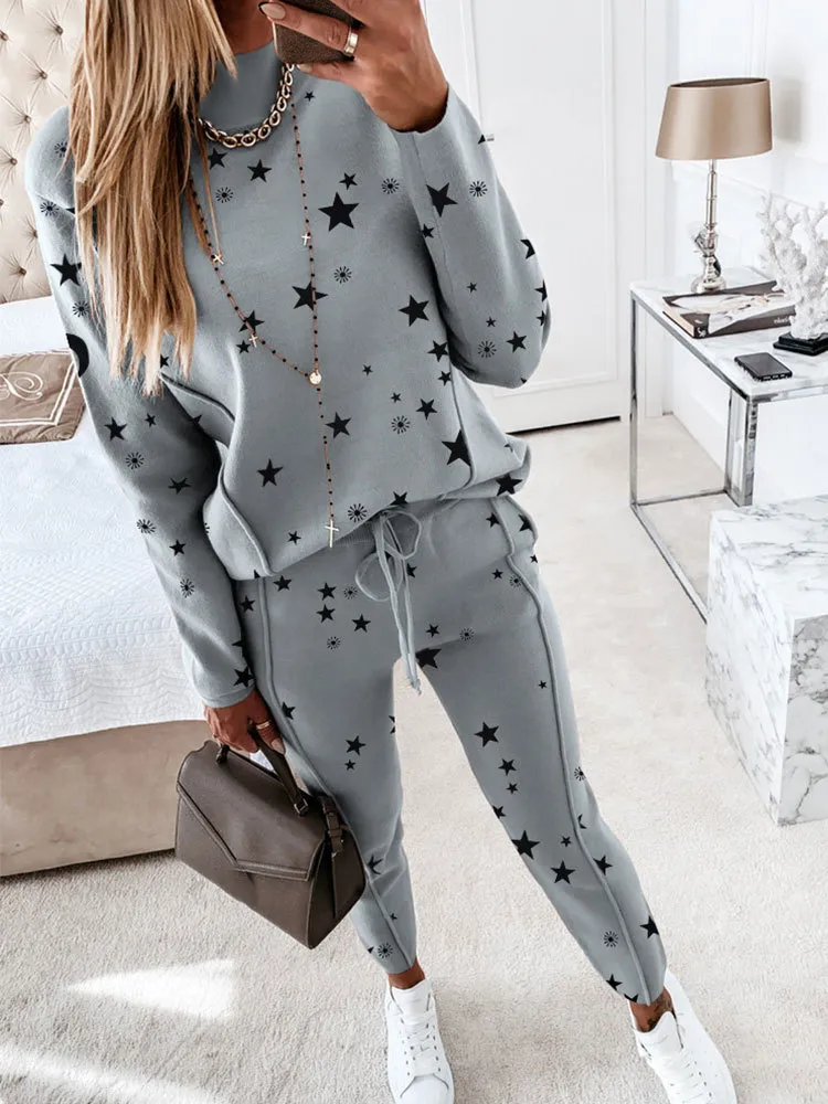 Lente thuis dragen casual vrouwen tweedelige sets colorblock rits ontwerp lange mouw top trekkoord taille broek set mode x0428