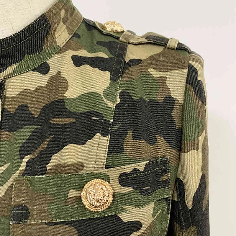 High Street EST Robe de designer élégante Chaîne Matel Femme Uniforme militaire Camo Coton 210521