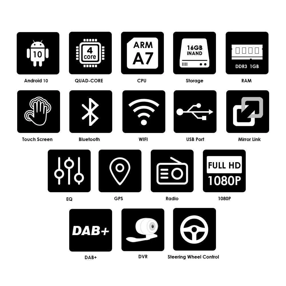 رباعية النواة 7 '' شاشة تعمل باللمس أندرويد 10 عالمي سيارة ستيريو GPS الملاحة بلوتوث wifi 4 جرام dab + obd swc dvr fm خريطة مع كام mic