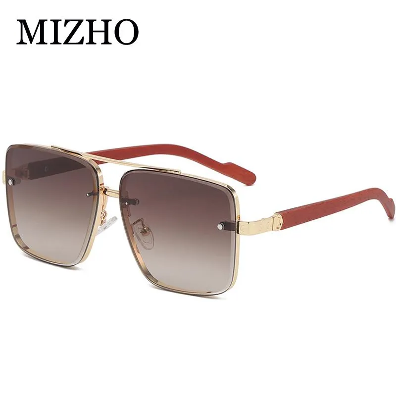 Sunglasses Maricr Fashion Imitation Wood Grain Leg Design Eyewear Net Star Same Box For Men Oversized Street S Whole263t