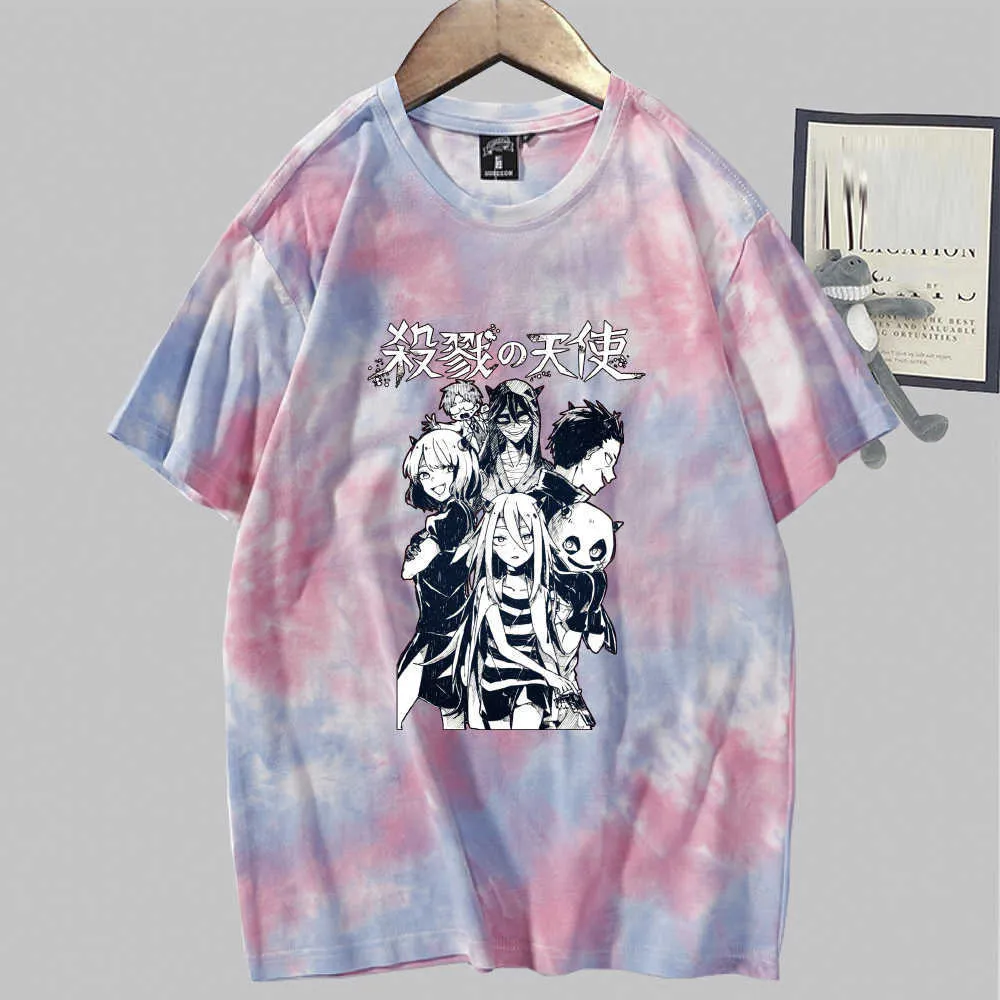 Unisexe Anime anges de la mort Anime mode manches courtes col rond Tie Dye T-shirt Y0809