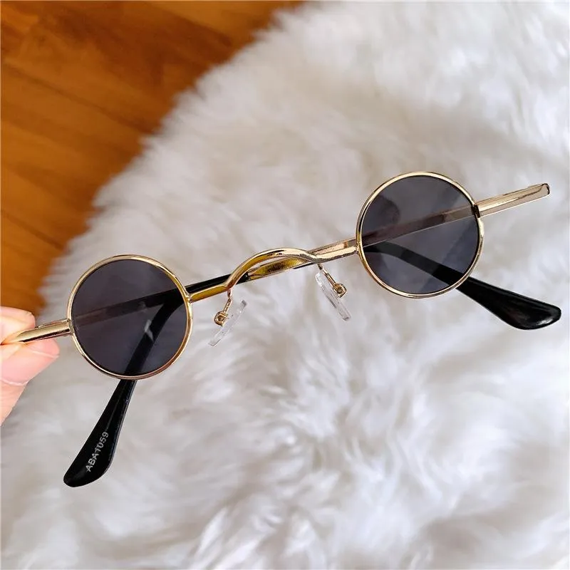 Солнцезащитные очки корейский стиль раунд для женщин дизайнер бренд винтаж маленькие рамки солнечные очки модные ретро -вождение очки UV400276Z