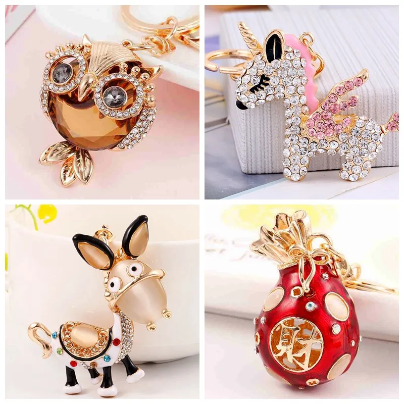 Fashion tas hanger verkopen sieraden dierenreeks sleutelhanger puppy ezel vlinders hoge hakken legering sleutelhanger meisje cadeau252o