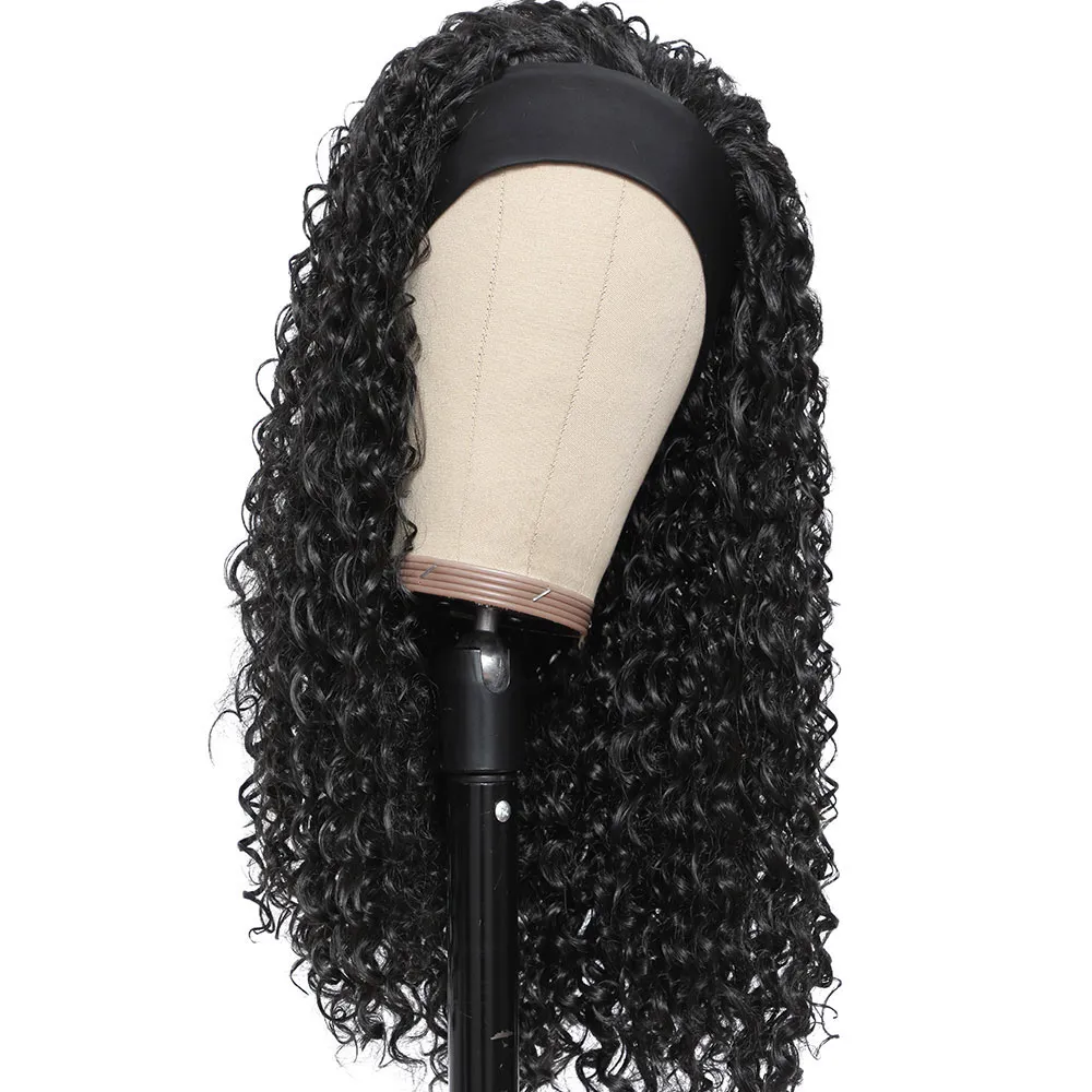 Perruque bandeau crépus bouclés entièrement faite à la Machine, perruques synthétiques pour femmes noires, perruque bouclée quotidienne avec bandeau 9912048