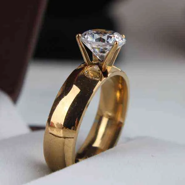 Echte vergulde Super Zirconia Ring High-end trouwring voor damesbelofte ringen voor koppels gouden ringen G1125