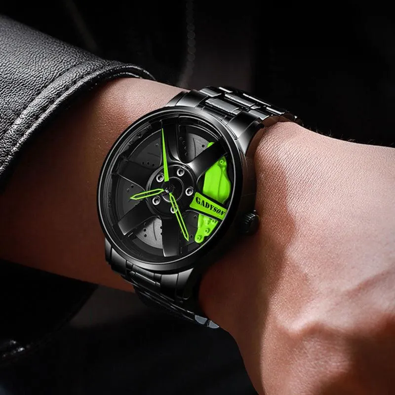 최고 시계 브랜드 자동차 휠 커스텀 디자인 스포츠 림 시계 스테인레스 스틸 방수 전체 2021 남자 손목 손목 시계 187U