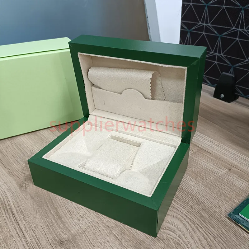 Hjd moda verde casos r qualidade o relógio l caixas e papel x sacos certificado caixas originais para mulher de madeira homem relógios caixa de presente a240j