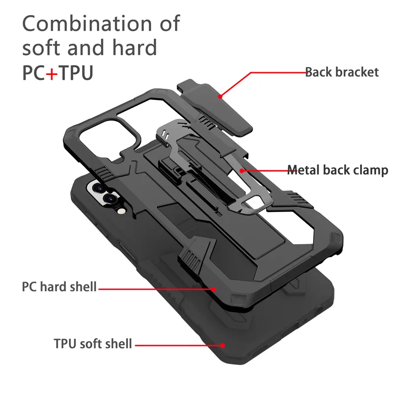 حالات مقاومة للصدمات Armor لـ Samsung Galaxy A12 A22 A32 A42 A52 A72 A82 5G A02S M02S A03S M32 Clip Cover Cover7423748