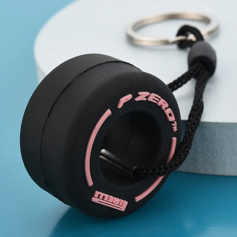 Fashion Simulation Tire Keychains Creative Unisex Bag Key Rings Pendant Jewelry Charms Gift for Car Lovers Soft PVC Cartoon Mini K233u