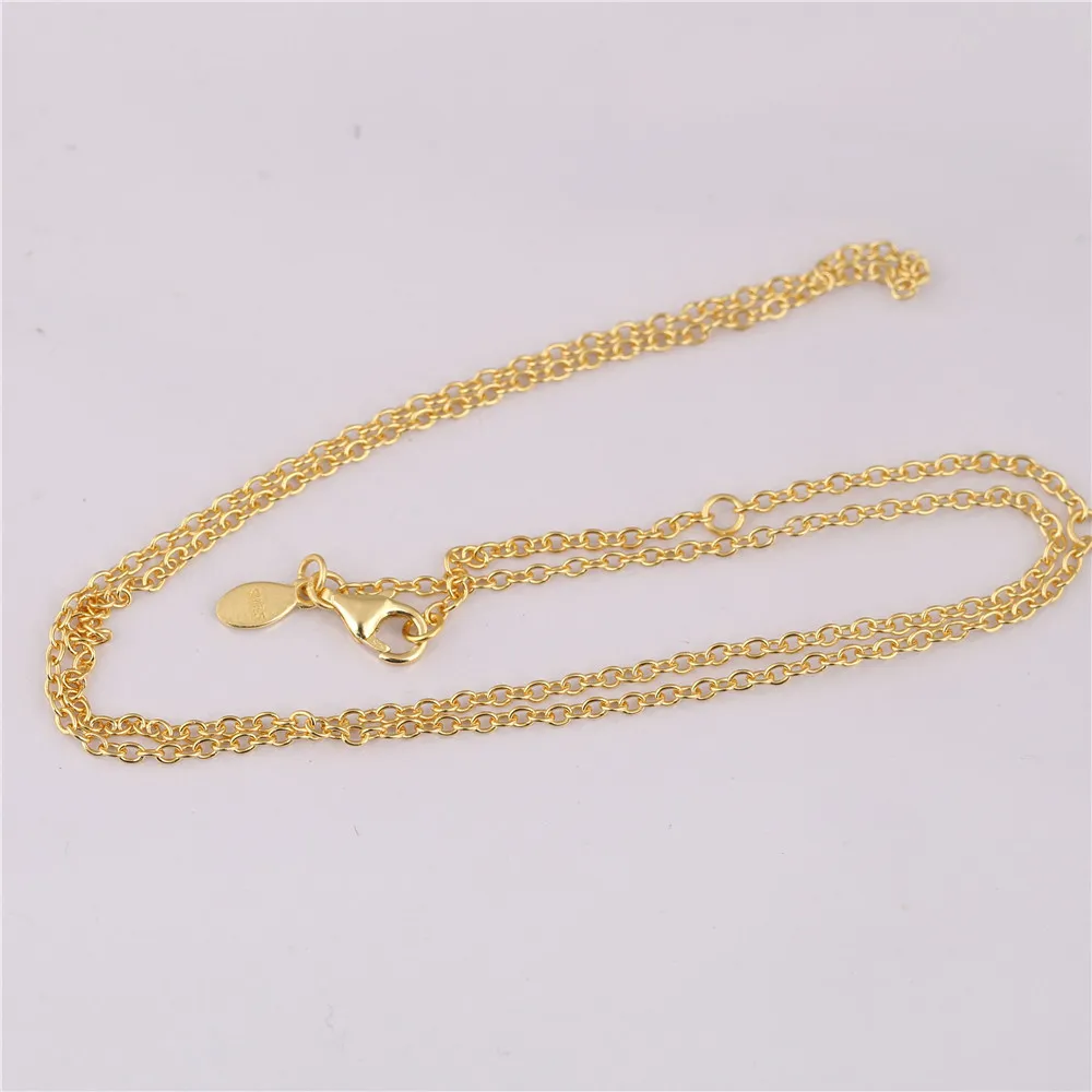 Authentic 925 Sterling Silver 50cm 70cm 90cm Necklace Chain Fit European Necklace Jewelry Rose Gold-color 210323213M