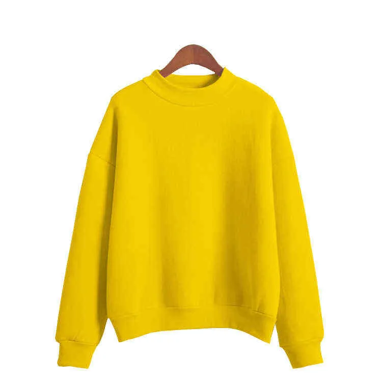 Woman Sweatshirts Sweet Korean O-neck Knitted Pullovers Thick Autumn Winter Candy Color Loose Hoodies Solid Womens Clothing 211206