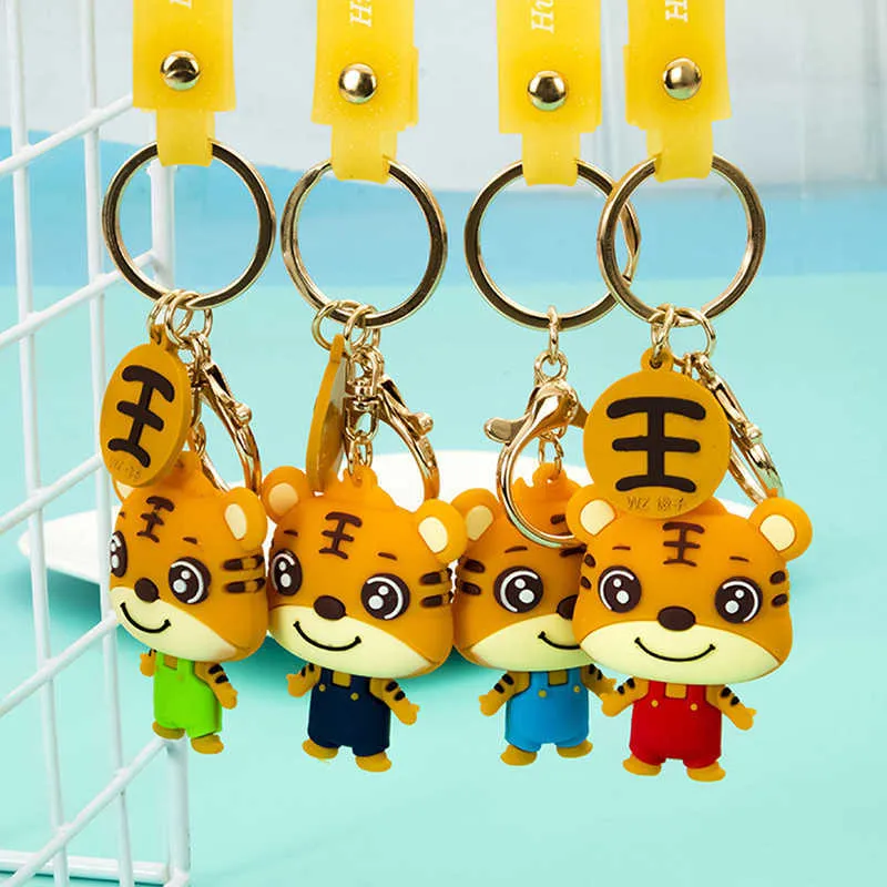 Mignon tigre motif porte-clés dessin animé Animal voiture porte-clés pour sac pendentif clé cadeaux G1019