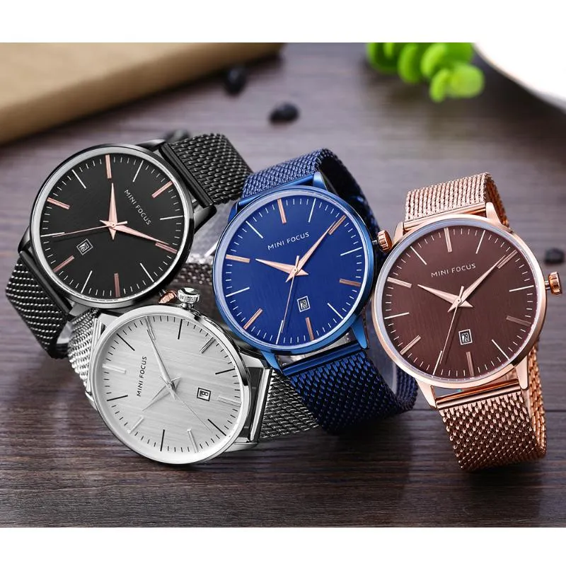 Top Men Watches Blue Strap Waterproof Date Quartz Watch Man Full Steel Dess Wrist Clock Male Waches Wristwatches 253P