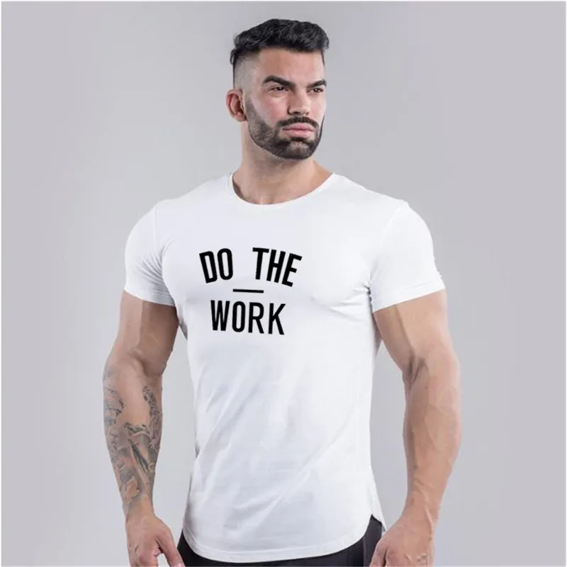 Mens Tshirt Gym Fitness clothing Bodybuilding tops Workout Clothes Cotton Muscle guys gym T Shirts plus size18339648183358