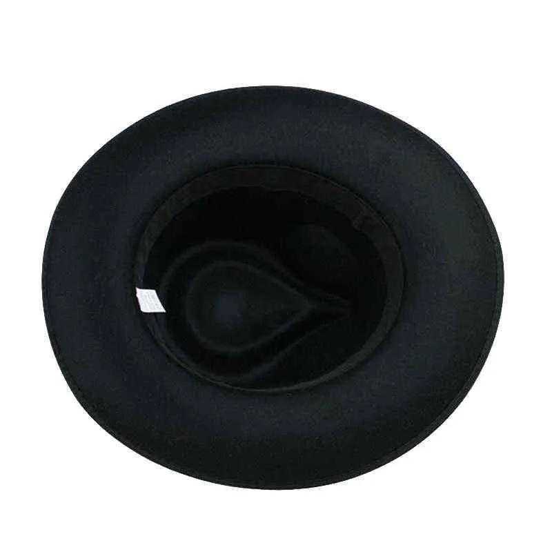 Унисекс мужчин женщин шляпы шапки Панама Федорос трилби прямой широкий красновый твердый войлок черный G220301