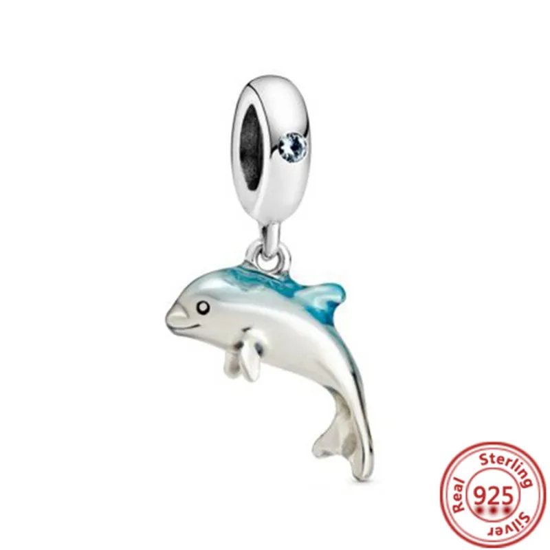 925 argent Sterling Murano verre tortue de mer dauphin balancent perles breloque ajustement Original bracelets à breloques femmes bijoux 3599523