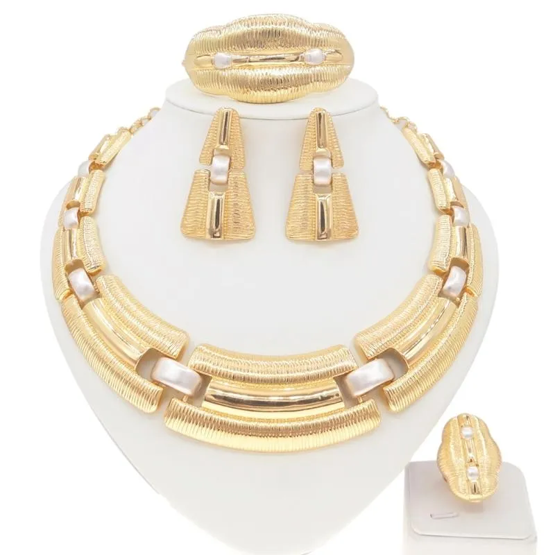 Earrings & Necklace Yulaili Selling Brazilian Gold Series Luxury Copper Plated Jewelry Set Italian Four Sets Women Party Wedding253L