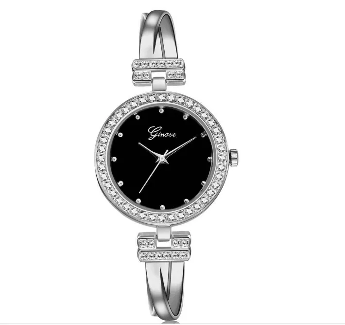 Venta de conjuntos de 4 piezas de lujo para mujer, relojes de cuarzo a la moda con diamantes, relojes de pulsera delicados para mujer, pulseras GINAVE Brand279A