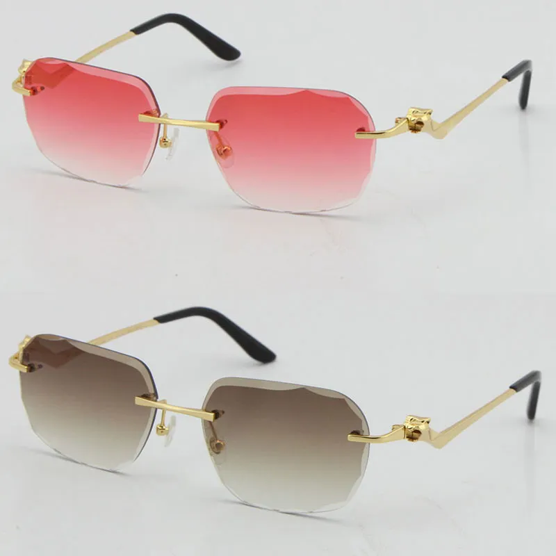 2021 Serie leopardate della moda senza gambe Gold occhiali da sole 18k occhiali di guida in metallo designer di alta qualità Uv400 3 0 spessore senza cornice 301L