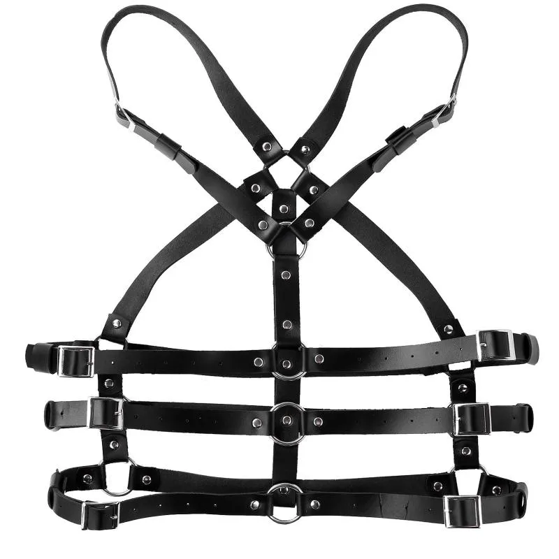 Bälten Mens Nightclub Sexig Party Body Chest Harness Buckle Pu Leather Punk Gothic Metal O-Ring Haler Belt2779