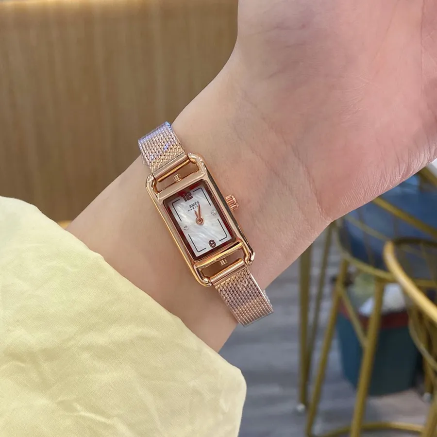 Moda marka zegarek dla dziewcząt prostokąt w stylu tarcza stalowa Matel Zespół zegarek he08274d