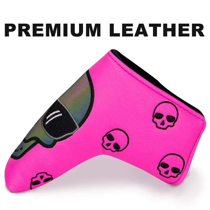 Golf Blade Putter Cover Pink Golf Club Head Covers för putter läderblad putter headcover med magnetisk stängning 2203109824769