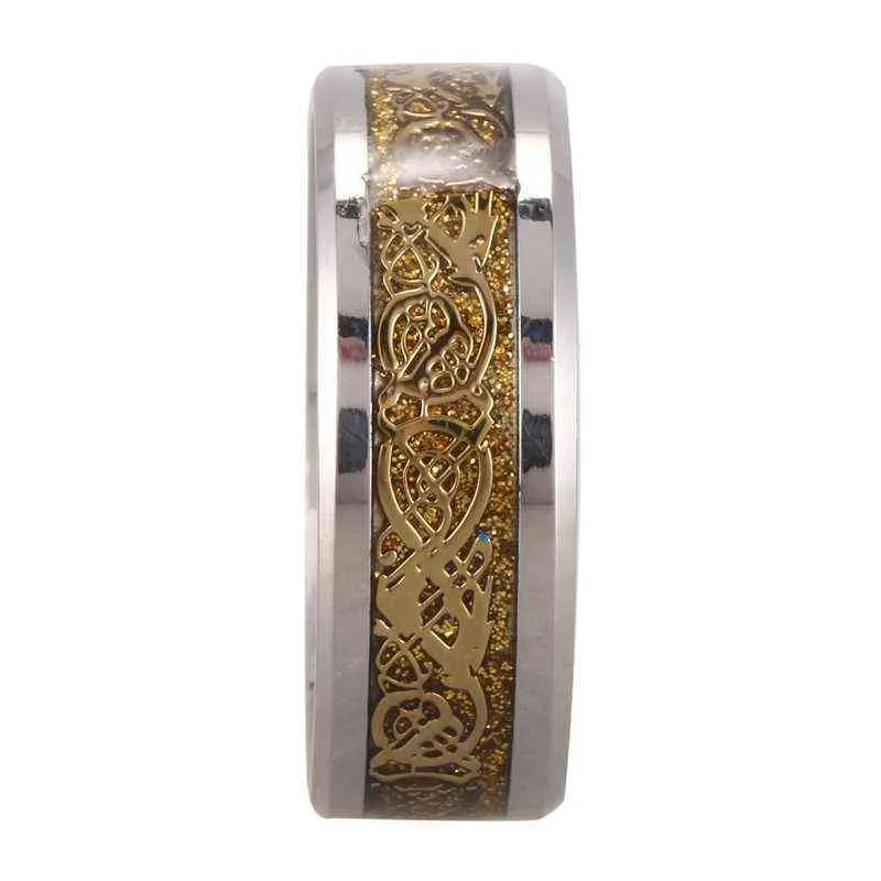 2 pezzi scala di drago modello drago bordi smussati anelli celtici gioielli fede nuziale uomo misura oro, 8 9 G1125