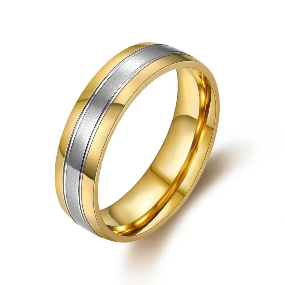 Çiftler Erkekler İçin Halkalar Kadınları Onu AAA Zirkon Elmaslar Altın Ton Titanyum Paslanmaz Çelik Düğün Nişan Yüzük Seti Jewelry6639244